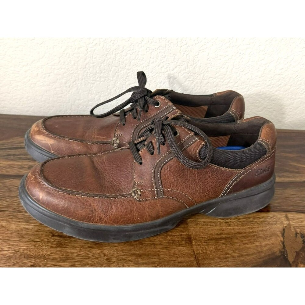 Clarks Bradley Vibe Shoes Mens Size 11 Brown Leather Casual Sneakers Comfort